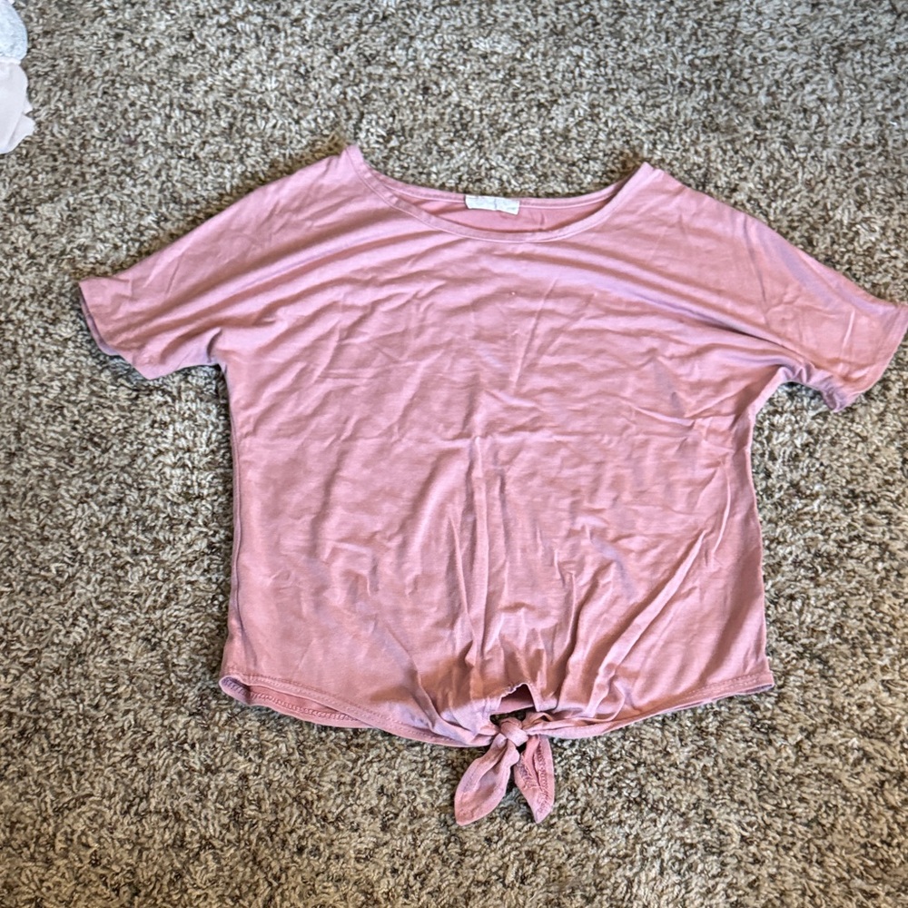 Olivia Rae Light Pink Tie-Front Tee